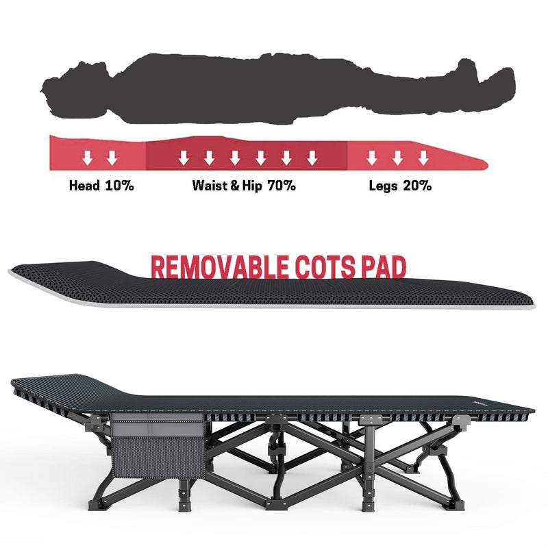 ATORPOK Camping Cot for Adults with Cushion Comfortable, Tent Folding Cot for Sleeping, Lightweight Folding Bed with Carry Bag Supports 450 lbs - Image 3
