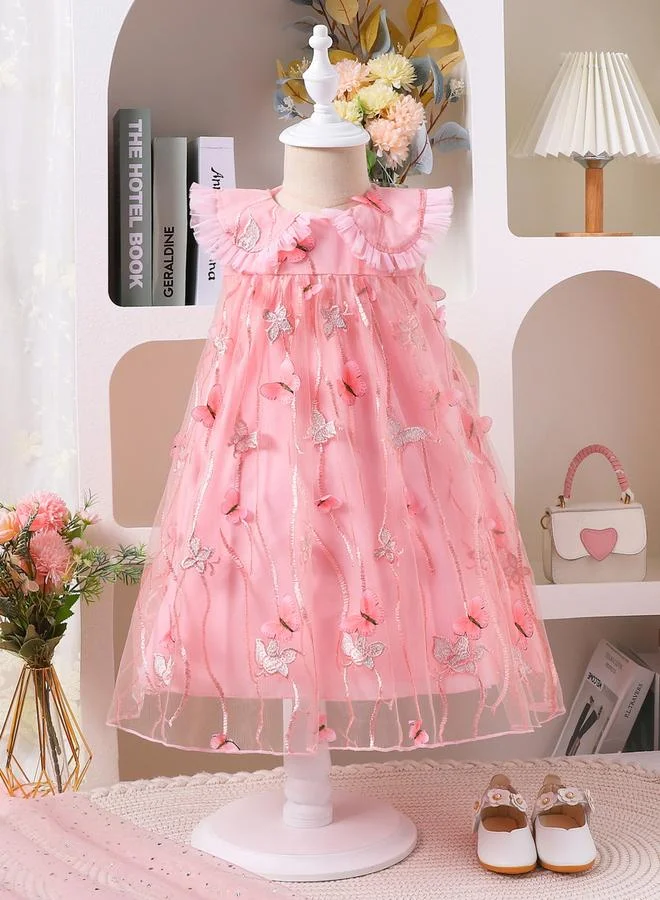 Take Two Girls Butterfly 3D Detail Sleeveless Mesh Dress
