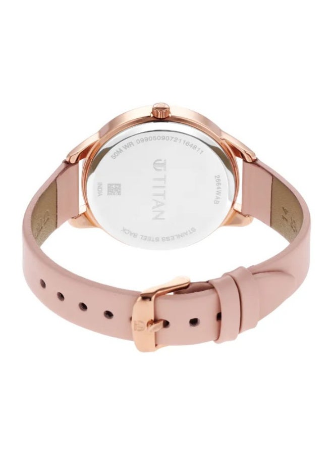 TITAN Pastel Dreams Pink Dial Pink Leather Strap Watch - Image 4