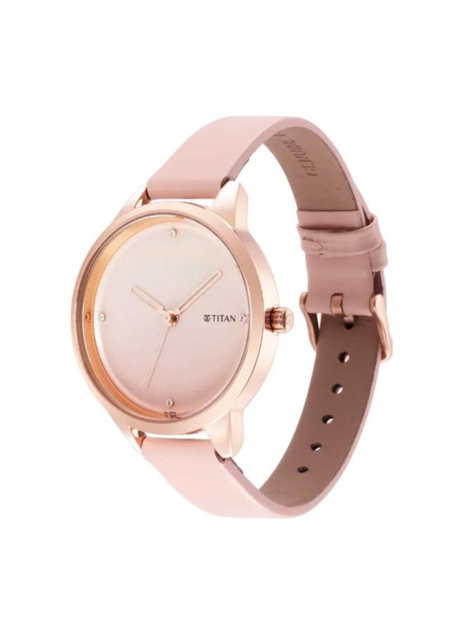 TITAN Pastel Dreams Pink Dial Pink Leather Strap Watch - Image 2