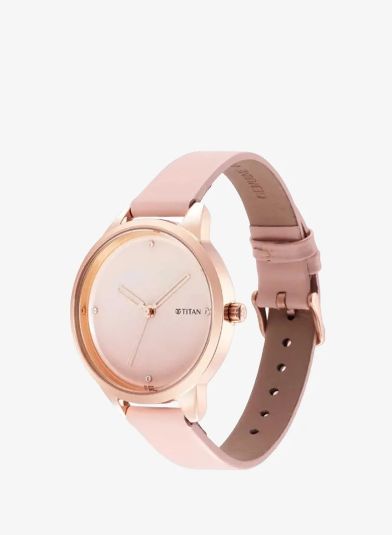 TITAN Pastel Dreams Pink Dial Pink Leather Strap Watch