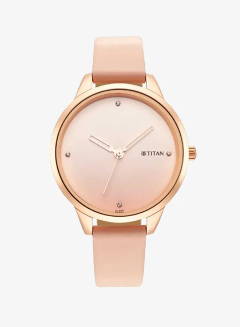 TITAN Pastel Dreams Pink Dial Pink Leather Strap Watch