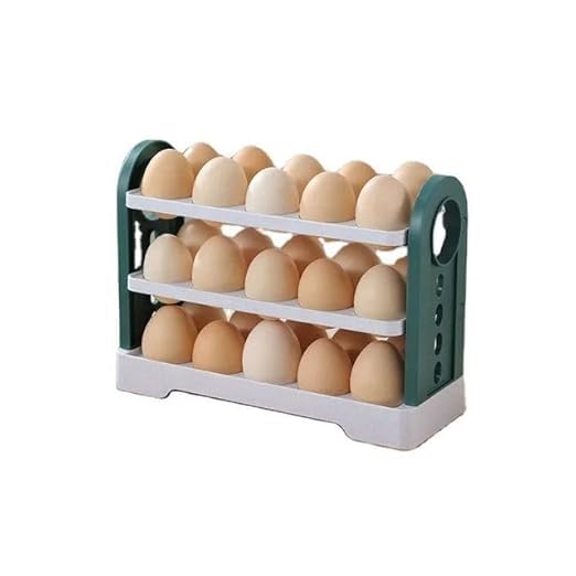 ARYAMURTI 3Tier Flip Lid Egg Storage Container for Refrigerator Large Capacity Space Saver Egg Tray Holds 30 Eggs for Kitchen Restaurant Multicolor Pack Of 1 - Image 1
