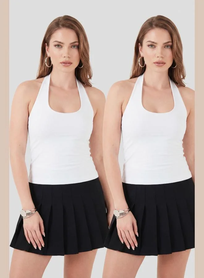 ليلا Lela Slim Fit Halter Neck Backless Two-Pack Blouse Women's Blouse 5866664