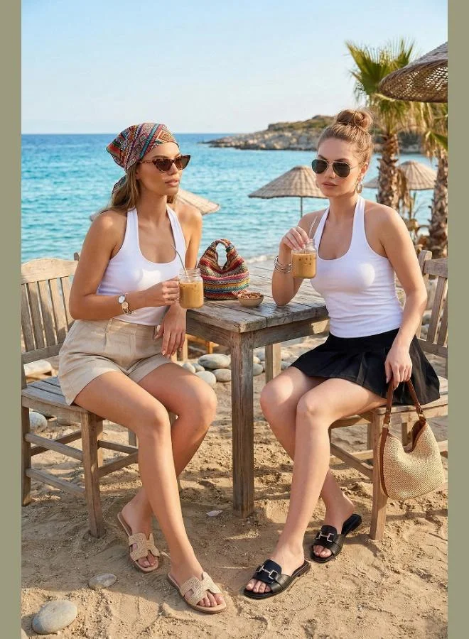 Lela Lela Slim Fit Halter Neck Backless Two-Pack Blouse Women's Blouse 5866664