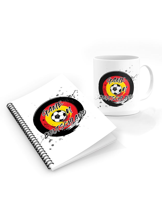Stylizedd Designer Printed Coffee Mug + A5 Spiral Notebook Memo Notepad Journal Personalised Combo Gift Set Game on Germany