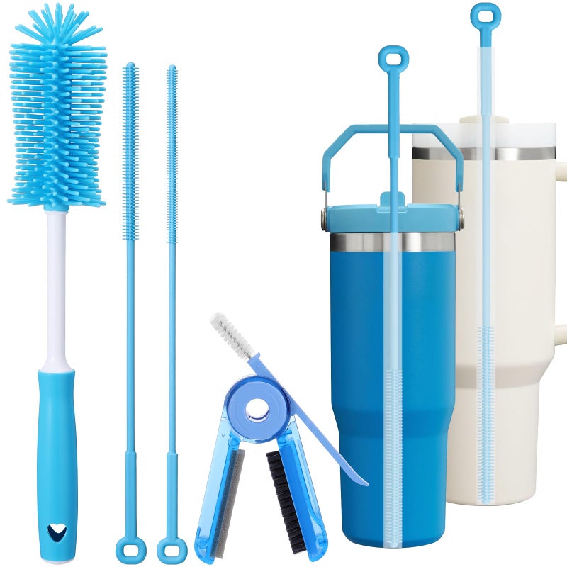 XANGNIER 4 PCS Water Bottle Cleaner Brush Set for Stanley Tumbler 40 oz/30 oz/20 oz Cup,Multifunctional Bottle Brush and Long Silicone Straw Cleaner Brush,Cleaning Kit for Owala/Yeti Cup Accessories - Image 1