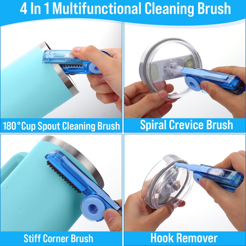 XANGNIER 4 PCS Water Bottle Cleaner Brush Set for Stanley Tumbler 40 oz/30 oz/20 oz Cup,Multifunctional Bottle Brush and Long Silicone Straw Cleaner Brush,Cleaning Kit for Owala/Yeti Cup Accessories - Image 4