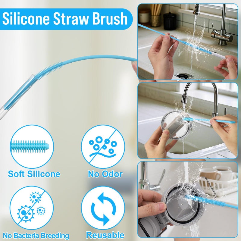 XANGNIER 4 PCS Water Bottle Cleaner Brush Set for Stanley Tumbler 40 oz/30 oz/20 oz Cup,Multifunctional Bottle Brush and Long Silicone Straw Cleaner Brush,Cleaning Kit for Owala/Yeti Cup Accessories - Image 5