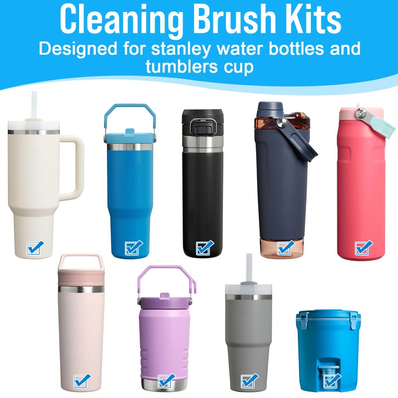 XANGNIER 4 PCS Water Bottle Cleaner Brush Set for Stanley Tumbler 40 oz/30 oz/20 oz Cup,Multifunctional Bottle Brush and Long Silicone Straw Cleaner Brush,Cleaning Kit for Owala/Yeti Cup Accessories - Image 2
