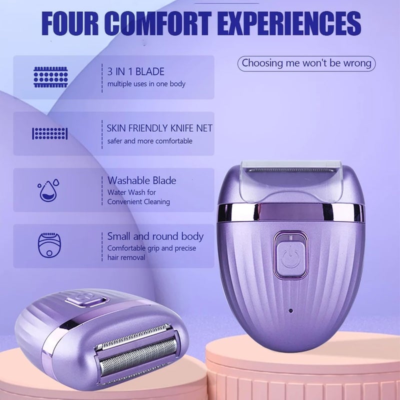 Electric Bikini Trimmer Shaver for Women, Waterproof Body Hair Trimmer and Electric Razors, Painless and Smooth Shave for Leg, Underarm, Bikini Hair Removal, Rechargeable - Image 2