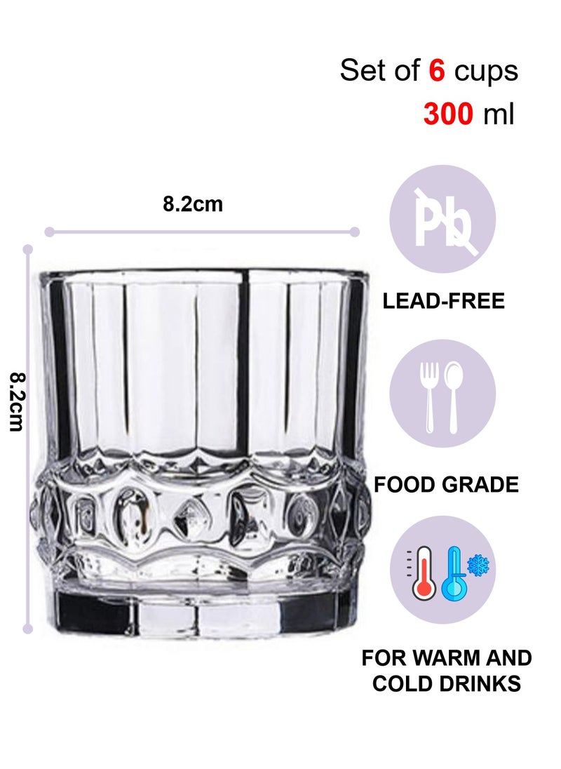 Glass Set, Set Of Six, Diamond Carved Vintage Crystal Glass, Can Be Used For Drinking Water, Coffee, Tea, Juice, Milk, 300ML - Image 2