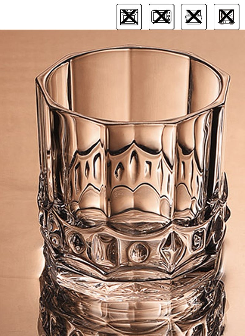 Glass Set, Set Of Six, Diamond Carved Vintage Crystal Glass, Can Be Used For Drinking Water, Coffee, Tea, Juice, Milk, 300ML - Image 3