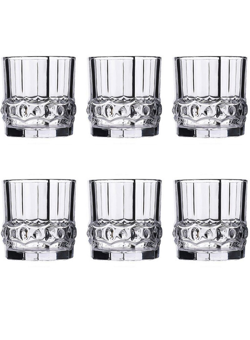 Glass Set, Set Of Six, Diamond Carved Vintage Crystal Glass, Can Be Used For Drinking Water, Coffee, Tea, Juice, Milk, 300ML - Image 1