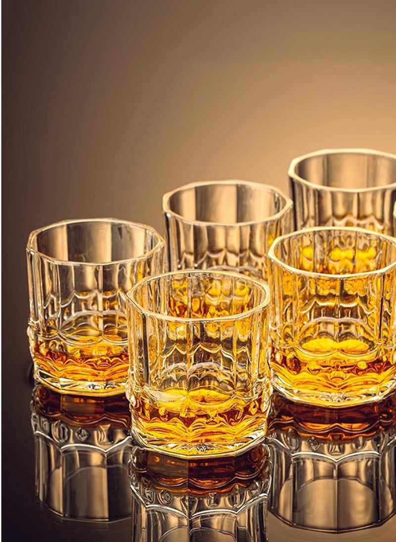 Glass Set, Set Of Six, Diamond Carved Vintage Crystal Glass, Can Be Used For Drinking Water, Coffee, Tea, Juice, Milk, 300ML - Image 4