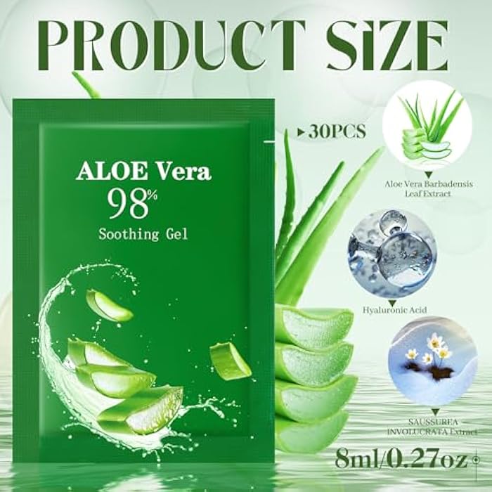 Siifert 30 Pcs Travel Size Aloe Vera Gel 98% Organic After Sun Moisturizer for Face, Body, Soothing Hydrating Lotion Bulk for Winter Vacation, Guests Skin Care Gifts - Image 2