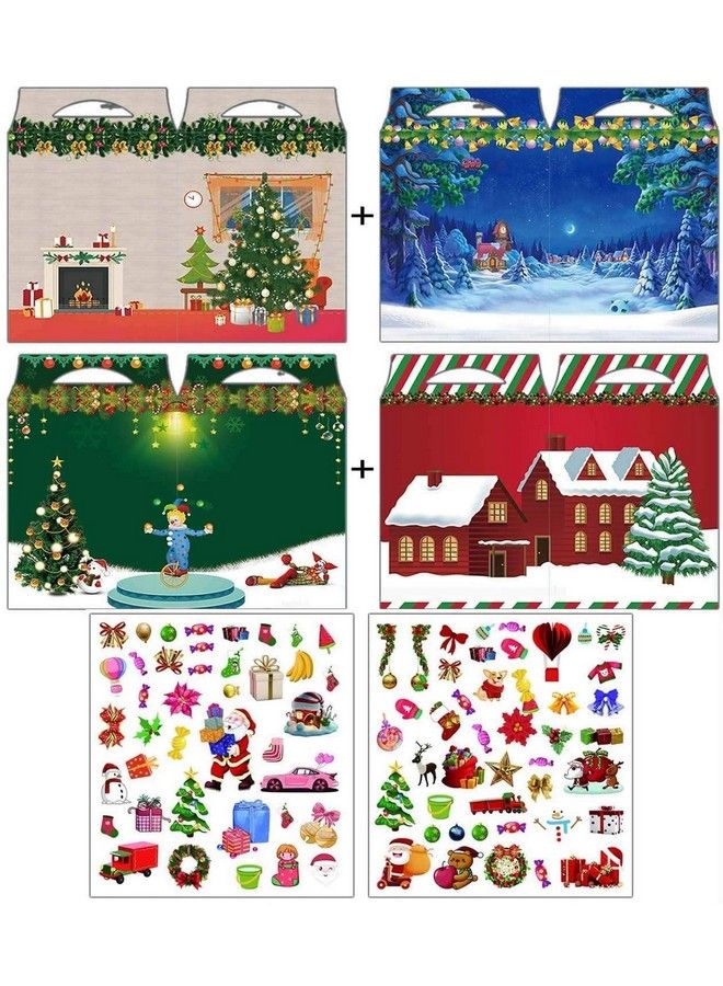 Dream Loom Puffy Sticker Play Set, Creative Toy With Doublesided Printing 4 Kinds Of Christmas Folding Scenes, 110 Reusable Xmas Puffy Stickers (Multicolor) - Image 2