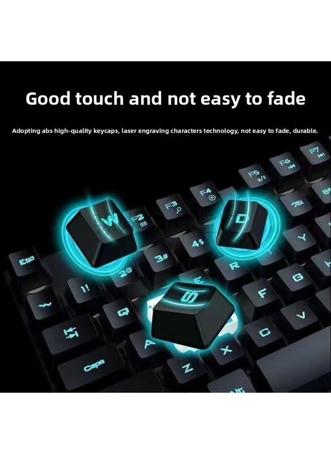 Generic - E-sports Backlit Game Wired Keyboard Keyboard Mouse Suit Mechanical Feel Desktop Laptop Office Mute-Color:Black Upgraded Version (mixed Light + Texture Upgraded Metal Panel) * Three-speed Gaming Mouse * Free Mouse Pad * Three-year Warranty - Image 1