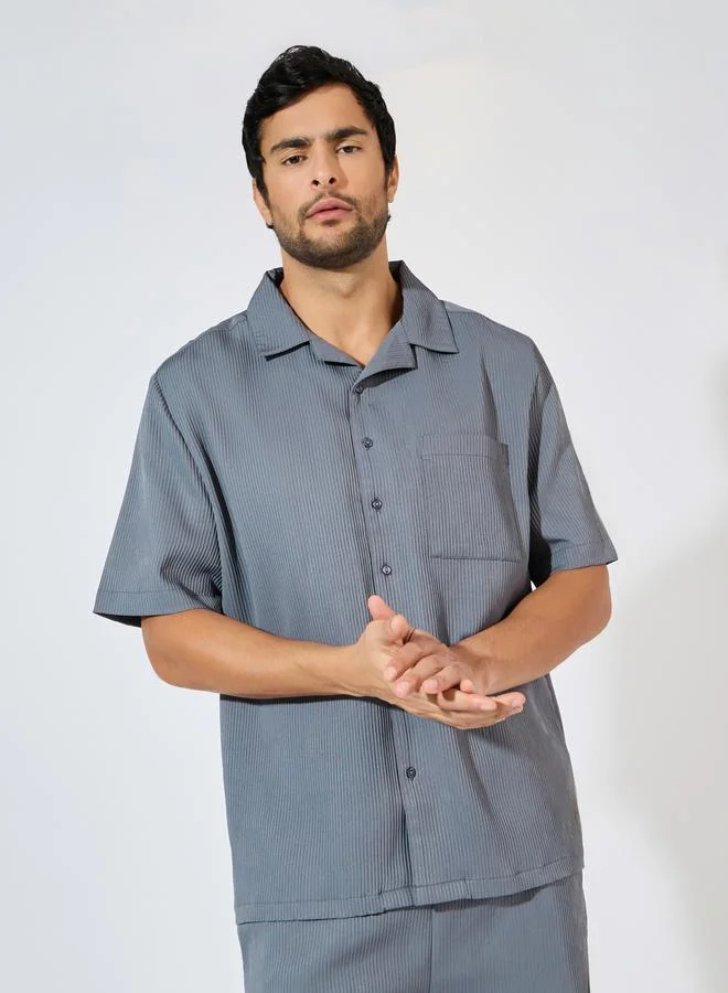 Styli Textured Relaxed Fit Resort Collar Shirt & Pants Co-Ords