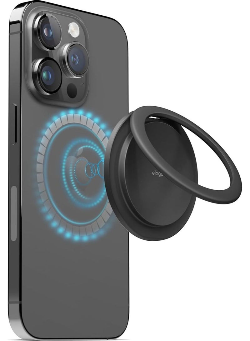 Elago Magnetic Ring Holder compatible with MagSafe for iPhone 14 Pro Max, 14 Pro, 14 Plus, 14, 13 and 12 Series Grip/Stand/Holder - Black - Image 1