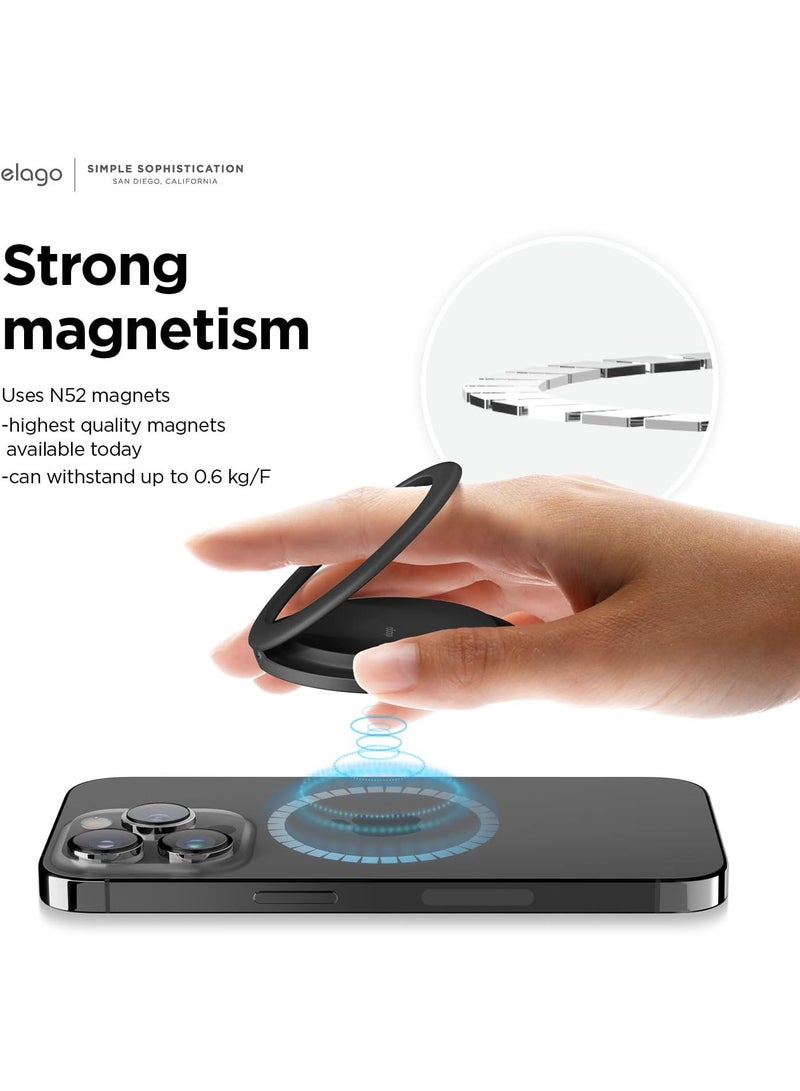 Elago Magnetic Ring Holder compatible with MagSafe for iPhone 14 Pro Max, 14 Pro, 14 Plus, 14, 13 and 12 Series Grip/Stand/Holder - Black - Image 4