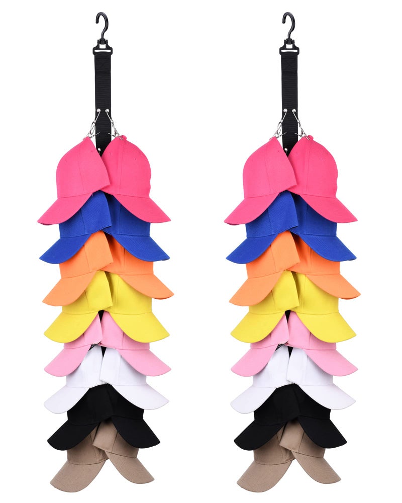 Levoshua Closet Hanging Cap Organizer 16 Baseball Cap Rack Closet Hook Cap Holder Hat Storage Organizer Keep Hats Cleaner Than A Hat Rack - 2 Pack - Image 1