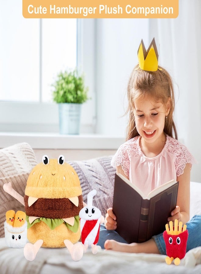 SuzziPals دمى سوزي بالز 4 في 1 على شكل همبرغر مع دمى أطفال، مجموعة مكونة من 4 قطع، حيوانات محشوة مفاجأة داخلها، وسادة همبرغر ناعمة ومرنة، دمى محشوة مريحة هدية للأطفال والبالغين - Image 5
