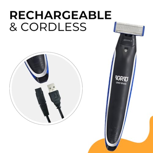 iGRiD UNO Blade Cordless Beard Trimmer for Men | Rechargeable Trimmer with Interchangeable Combs, Stainless Steel Blade, LED Display | Reliable Facial Hair Grooming - Image 3