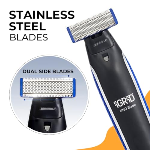 iGRiD UNO Blade Cordless Beard Trimmer for Men | Rechargeable Trimmer with Interchangeable Combs, Stainless Steel Blade, LED Display | Reliable Facial Hair Grooming - Image 2