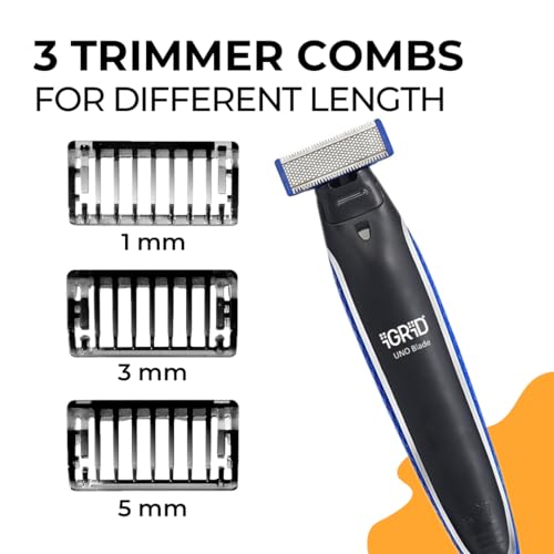 iGRiD UNO Blade Cordless Beard Trimmer for Men | Rechargeable Trimmer with Interchangeable Combs, Stainless Steel Blade, LED Display | Reliable Facial Hair Grooming - Image 5