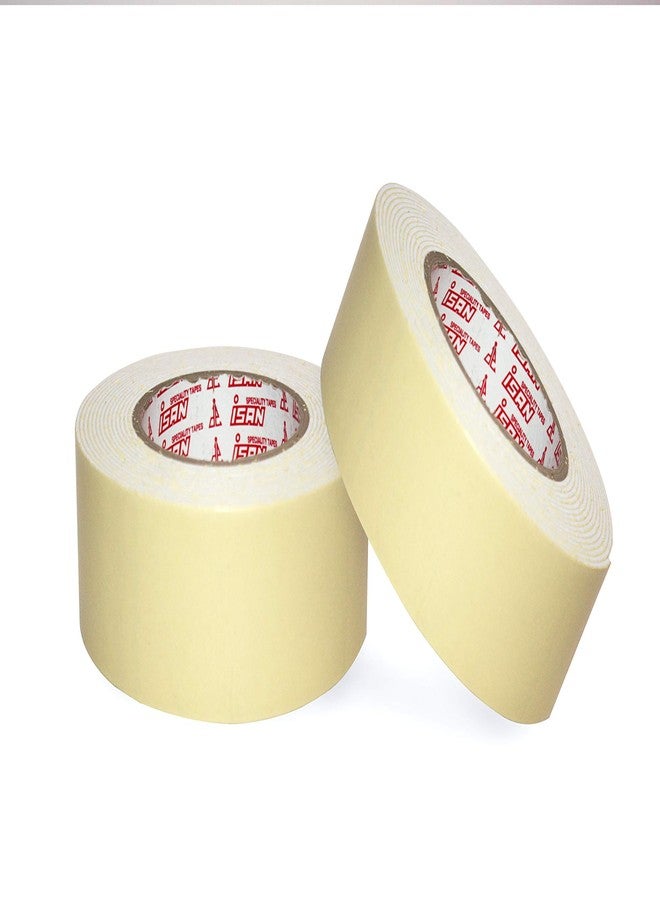 ISAN® Double Sided White Foam Tape, Mounting Tape Heavy Duty, Strong Adhesive, Weatherproof for DIY Craft, Cushioning, Padding, Home Office Décor 48mm (Approx 2") Width X 5 Meter Length (2 Pc. Set) - Image 1