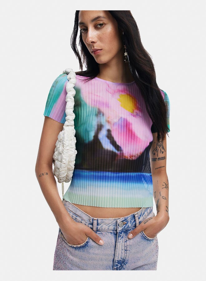DESIGUAL Faded Landscape T-Shirt - Image 1