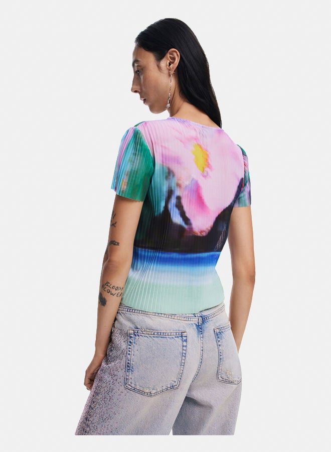 DESIGUAL Faded Landscape T-Shirt - Image 4
