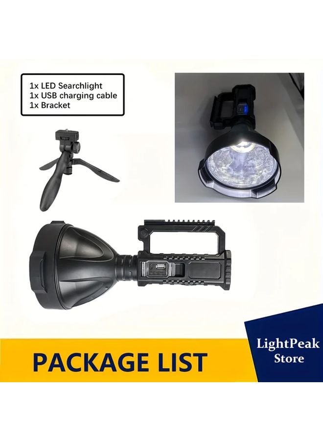 1pc Powerful LED Lantern Portable Outdoor Flashlight USB Rechargeable 4 Modes Spotlight - Image 1