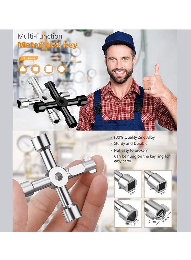 fantasize 2 Pack Meter Box Key, 4-in-1 Multi-functional Utilities Key, Electric Cabinet Keys, 4-Way Multi-Functional Utilities Key for Electric Cupboard Cabinet Opening Key - Image 4