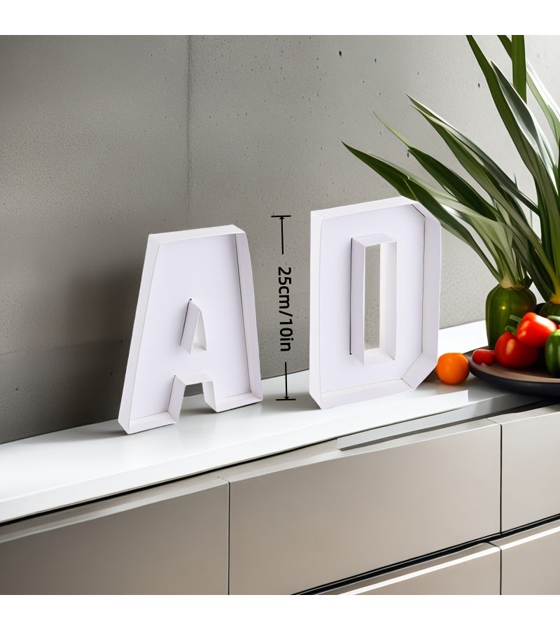 1 قطعة صندوق حلوى أبيض على شكل حروف أبجدية ثلاثية الأبعاد، حامل ورق للحلويات، ديكور للحفلات - Image 3
