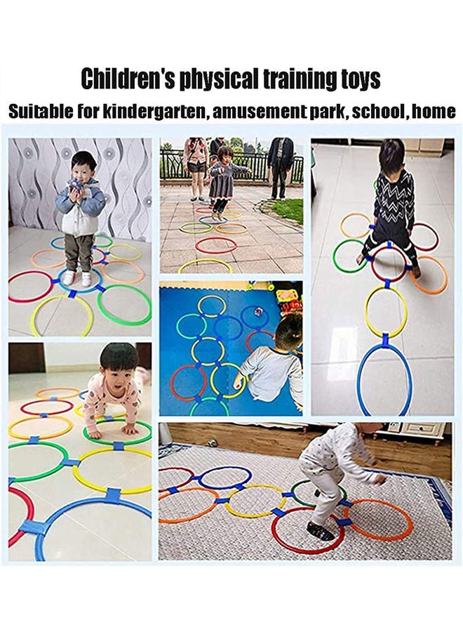 YelaJoy Hopscotch Ring Game Hopscotch Toys with 13 Colorful Jumping Rings and 16 Connector Sets - Image 3