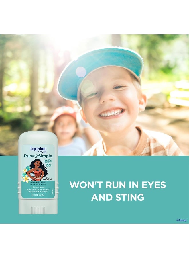 Coppertone بخاخ واقي شمس كوبرتون للأطفال حصري من ديزني موانا SPF 50 (5 أونصات) + عصا واقي شمس كوبرتون بيور آند سيمبل للأطفال SPF 50 (0.49 أونصة)، مقاوم للماء، خالي من الأوكسي بنزون والأوكتينوكسايت - Image 4