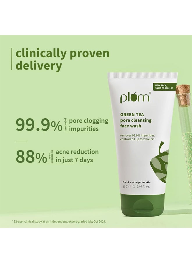 Plum Green Tea Pore Cleansing Face Wash 150ml | Gel-Based, Anti-Pimple, Gentle Exfoliating Cleanser, 5.07 fl oz - Image 4