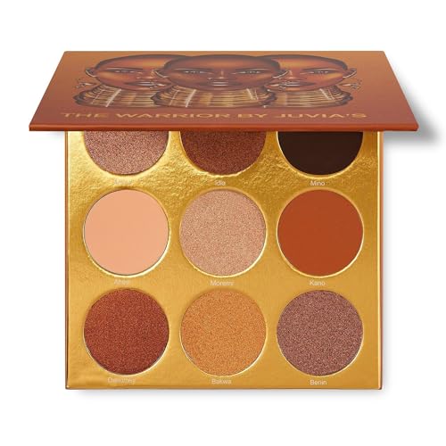 Juvia's Place Palette The Warrior - Warm Golds, Browns & Bronzes, Shades of 9, Warm and Neutral Palette, Pigmented Makeup Palette Eye Color & Shine