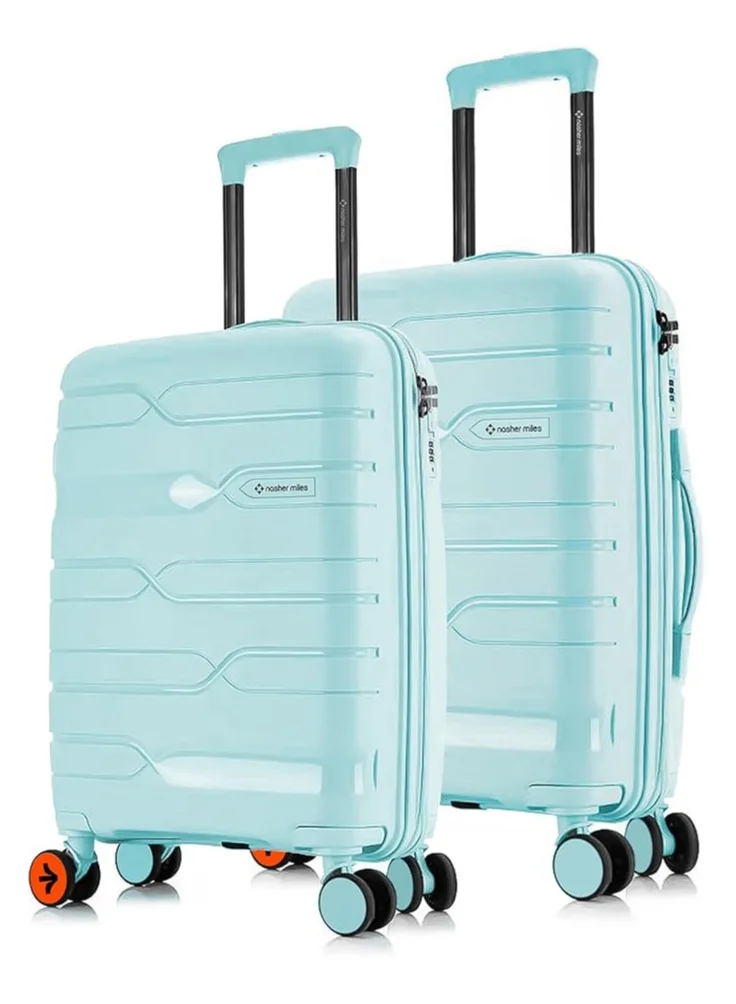 nasher miles Nasher Miles Paris Hard-Sided Polypropylene Luggage Set of 2 | 55cm & 65cm | 8 Wheels Small & Medium Trolley Bag for Travel | Suitcase (Pastel Green)