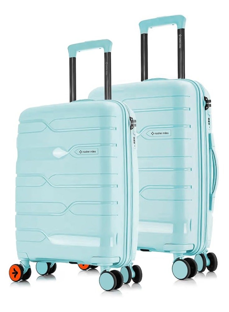 nasher miles Nasher Miles Paris Hard-Sided Polypropylene Luggage Set of 2 | 55cm & 65cm | 8 Wheels Small & Medium Trolley Bag for Travel | Suitcase (Pastel Green)  - Image 1
