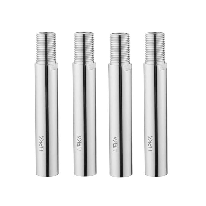 LIPKA Pack of 4 Full Brass Extension Nipple 6 inches for Pipe Fittings Chrome Finish - Image 1