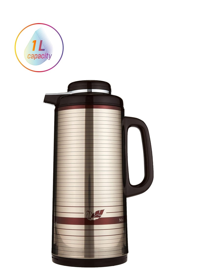 Peacock Vacuum Flask Made in Japan Thermos 1.0 Ltr Brown  - Image 1