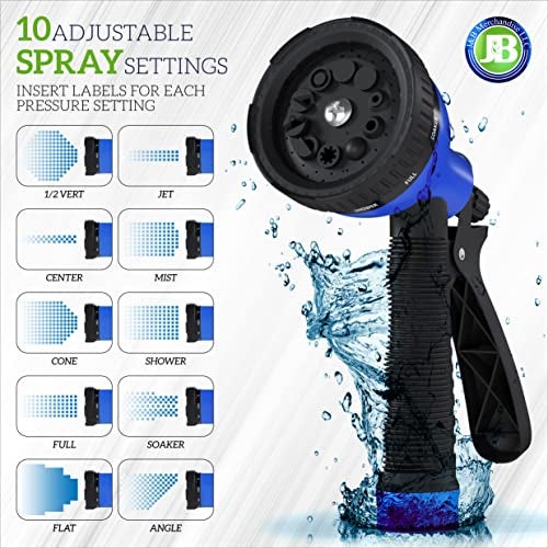 J B J&B XpandaHose 75ft Expandable Garden Hose with Holder - Heavy Duty Superior Strength 3750D - 4 -Layer Latex Core - Extra Strong Brass Connectors and 10 Spray Nozzle w/Storage Bag (Blue 75) - Image 4
