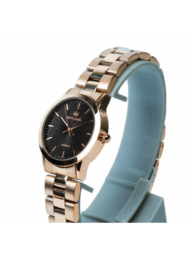 IMPERIAL Men's Rose Gold Stainless Steel Watch, Black Dial, Y121 Movement, Butterfly Clasp, 3ATM Water Resistant Watch for Men | IMP.GD6629L7651 - Image 3