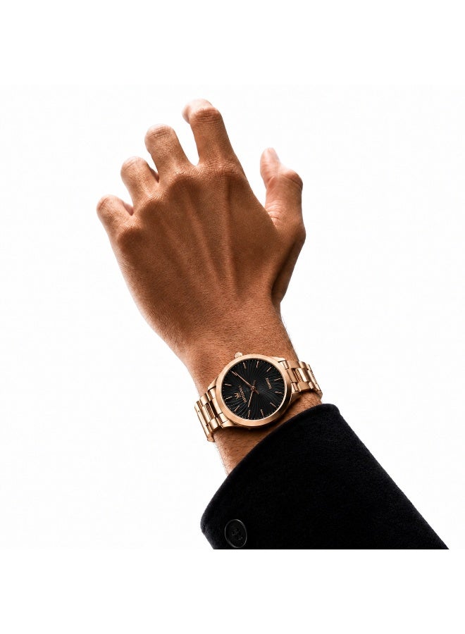 IMPERIAL Men's Rose Gold Stainless Steel Watch, Black Dial, Y121 Movement, Butterfly Clasp, 3ATM Water Resistant Watch for Men | IMP.GD6629L7651 - Image 5