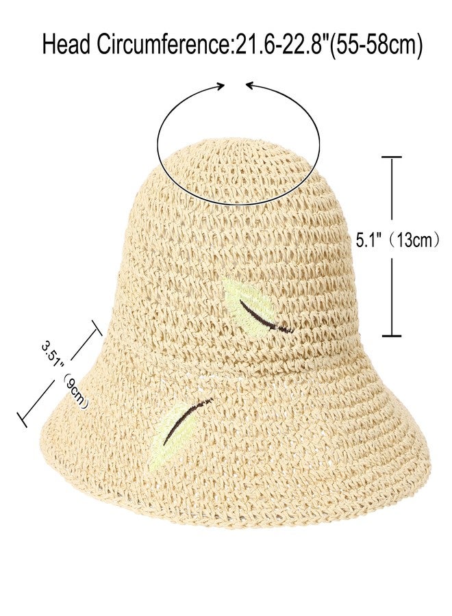 LA CARRIE Womens Sun Hat Floppy Packable Wide Brim UV Protection UPF 50+ Straw Hat with Embroidery for Summer Beach(Beige) - Image 2