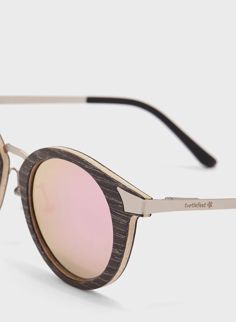 Turtle Feet Company Wooden Round Sunglasses