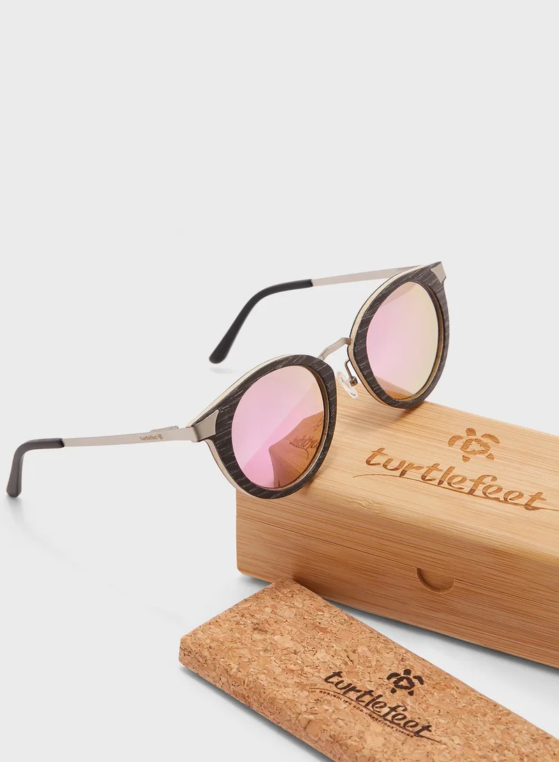 Turtle Feet Company Wooden Round Sunglasses
